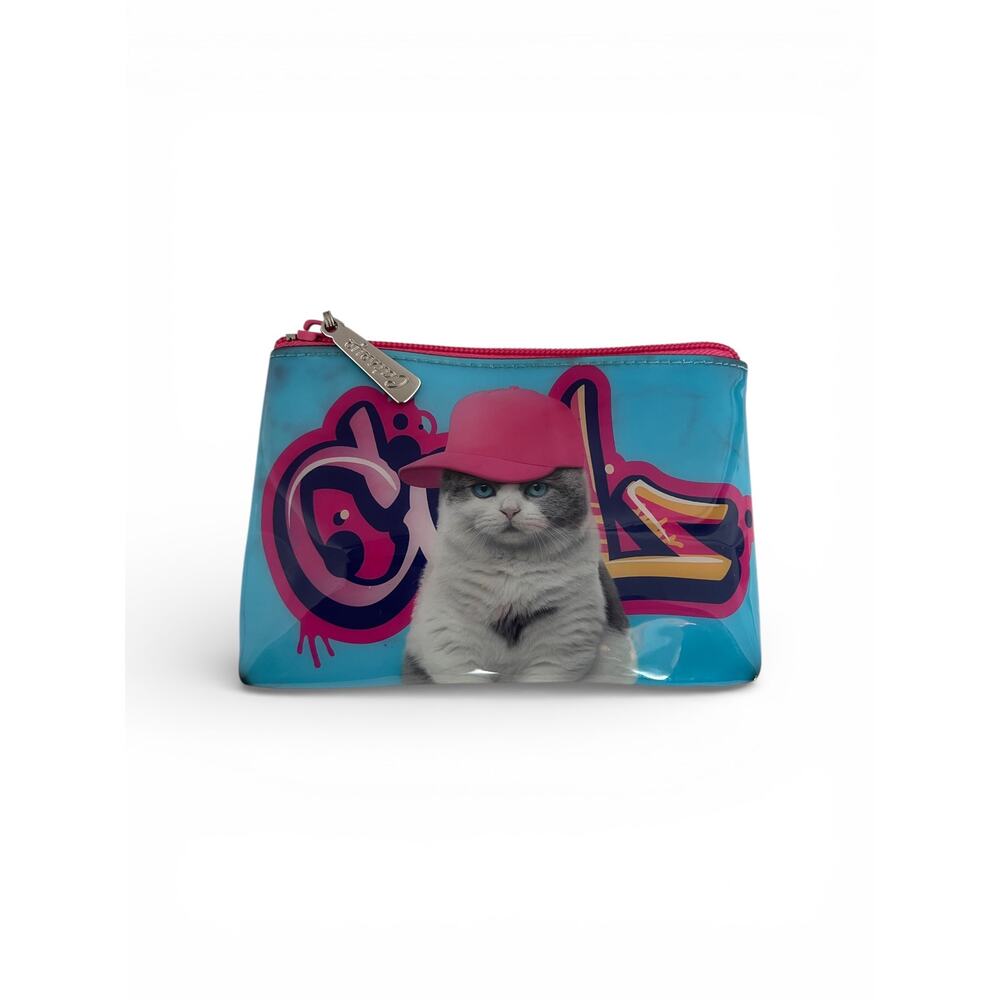 Catseye small makeup zipper pouch pattern on both sides